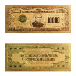 1928/1934 -  COPIE DU BILLET DE 10 000 DOLLARS 1928/1934 DES ÉTATS-UNIS (PLAQUÉ EN OR PUR)