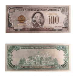 1928 -  COPIE DU BILLET DE 100 DOLLARS 1928 DES ÉTATS-UNIS (PLAQUÉ EN ARGENT PUR)