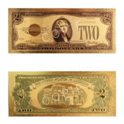 1928 -  COPIE DU BILLET DE 2 DOLLARS 1928 DES ÉTATS-UNIS (PLAQUÉ EN OR PUR)
