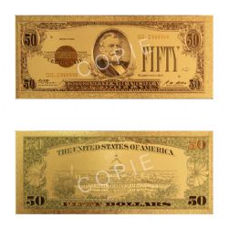 1928 -  COPIE DU BILLET DE 50 DOLLARS 1928 DES ÉTATS-UNIS (PLAQUÉ EN OR PUR)