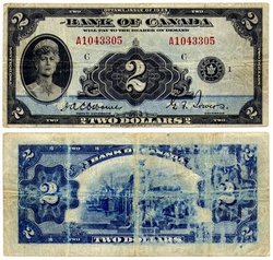 1935 -  2 DOLLARS 1935 ANGLAIS, OSBORNE/TOWERS SÉRIE A (VG)