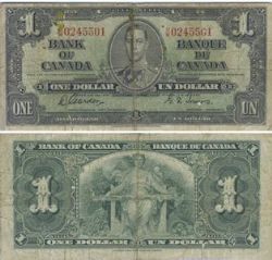 1937 -  1 DOLLAR 1937, GORDON/TOWERS PRÉFIXES O/M