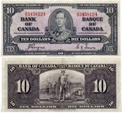 1937 -  10 DOLLARS 1937, COYNE/TOWERS PRÉFIXES Z/D