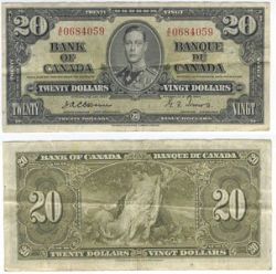 1937 -  20 DOLLARS 1937, OSBORNE/TOWERS (F)