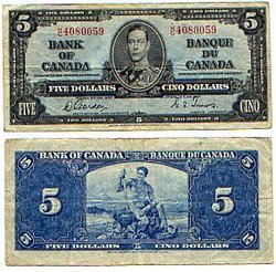 1937 -  5 DOLLARS 1937, GORDON/TOWERS (VF)