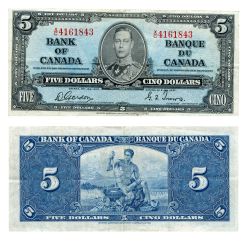1937 -  5 DOLLARS 1937, GORDON/TOWERS (VF)