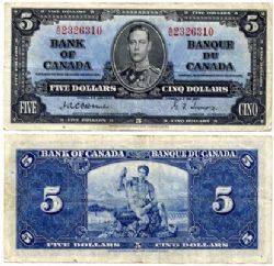 1937 -  5 DOLLARS 1937, OSBORNE/TOWERS (F)