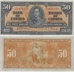 1937 -  50 DOLLARS 1937, GORDON/TOWERS PRÉFIXES B/H