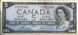 1954 -  5 DOLLAR 1954, LOT DE 100 BILLETS CIRCULÉS (VG-UNC)