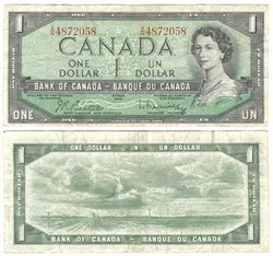1954 - PORTRAIT MODIFIE -  1 DOLLAR 1954, BEATTIE/RASMINSKY (F)