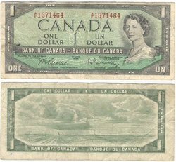 1954 - PORTRAIT MODIFIE -  1 DOLLAR 1954, BEATTIE/RASMINSKY