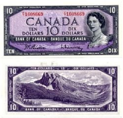 1954 - PORTRAIT MODIFIE -  10 DOLLARS 1954, BEATTIE/RASMINSKY