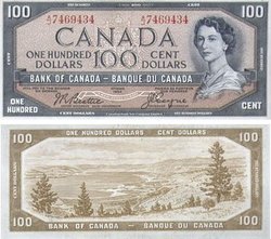 1954 - PORTRAIT MODIFIE -  100 DOLLARS 1954, BEATTIE/COYNE (EF)