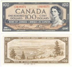 1954 - PORTRAIT MODIFIE -  100 DOLLARS 1954, LAWSON/BOUEY