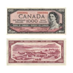 1954 - PORTRAIT MODIFIE -  1000 DOLLARS 1954, BEATTIE/RASMINSKY PRÉFIXES A/K
