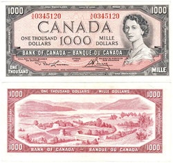 1954 - PORTRAIT MODIFIE -  1000 DOLLARS 1954, LAWSON/BOUEY (EF)