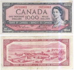 1954 - PORTRAIT MODIFIE -  1000 DOLLARS 1954, LAWSON/BOUEY (F)