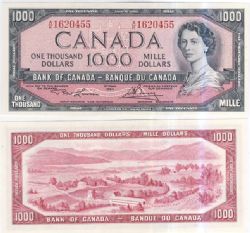 1954 - PORTRAIT MODIFIE -  1000 DOLLARS 1954, LAWSON/BOUEY PRÉFIXES A/K