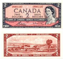 1954 - PORTRAIT MODIFIE -  2 DOLLARS 1954, BOUEY/RASMINSKY
