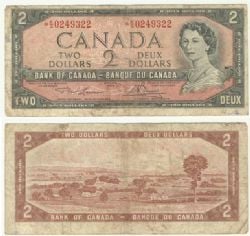 1954 - PORTRAIT MODIFIE -  2 DOLLARS 1954, LAWSON/BOUEY PRÉFIXES K/G