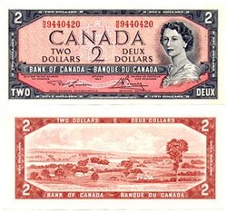 1954 - PORTRAIT MODIFIE -  2 DOLLARS 1954, LAWSON/BOUEY