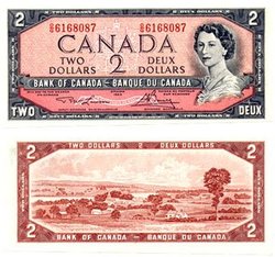 1954 - PORTRAIT MODIFIE -  2 DOLLARS 1954, LAWSON/BOUEY