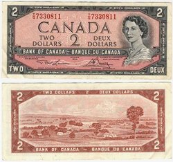 1954 - PORTRAIT MODIFIE -  2 DOLLARS 1954, LAWSON/BOUEY