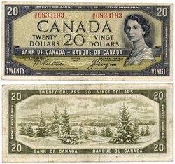 1954 - PORTRAIT MODIFIE -  20 DOLLARS 1954, BEATTIE/COYNE (F)