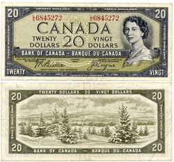 1954 - PORTRAIT MODIFIE -  20 DOLLARS 1954, BEATTIE/COYNE (VF)