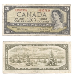1954 - PORTRAIT MODIFIE -  20 DOLLARS 1954, BEATTIE/RASMINSKY (VG)