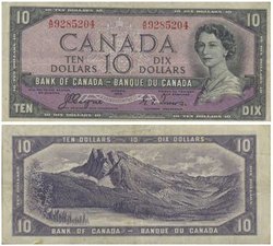1954 - VISAGE DU DIABLE -  10 DOLLARS 1954, COYNE/TOWERS (EF)