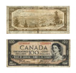 1954 - VISAGE DU DIABLE -  100 DOLLARS 1954, BEATTIE/COYNE PRÉFIXE A/J (VG)