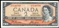 1954 - VISAGE DU DIABLE -  2 DOLLARS 1954, BEATTIE/COYNE PRÉFIXES I/B