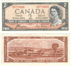 1954 - VISAGE DU DIABLE -  2 DOLLARS 1954, COYNE/TOWERS (VF)