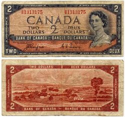 1954 - VISAGE DU DIABLE -  2 DOLLARS 1954, COYNE/TOWERS (VG)