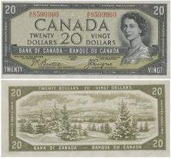 1954 - VISAGE DU DIABLE -  20 DOLLARS 1954, BEATTIE/COYNE PRÉFIXE B/E