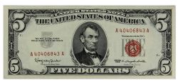 1963 -  5 DOLLARS 1963 DES ÉTATS-UNIS