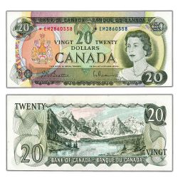 1969 -  20 DOLLARS 1969, BEATTIE/RASMINSKY PRÉFIXES *EM (F)