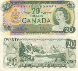 1969 -  20 DOLLARS 1969, BEATTIE/RASMINSKY PRÉFIXES EA
