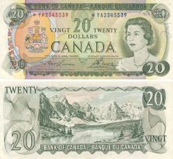 1969 -  20 DOLLARS 1969, LAWSON/BOUEY PRÉFIXES YA