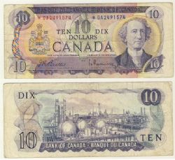 1971 -  10 DOLLARS 1971, BEATTIE/RASMINSKY PRÉFIXES DA