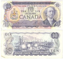 1971 -  10 DOLLARS 1971, BOUEY/RASMINSKY PRÉFIXES TL