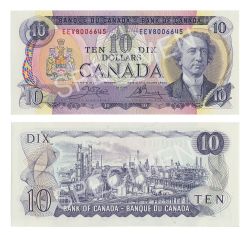 1971 -  10 DOLLARS 1971, CROW/BOUEY PRÉFIXES EEV