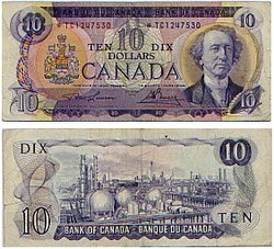 1971 -  10 DOLLARS 1971, LAWSON/BOUEY PRÉFIXES TC(VF)