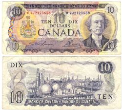 1971 -  10 DOLLARS 1971, LAWSON/BOUEY PRÉFIXES VJ