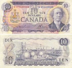 1971 -  10 DOLLARS 1971, LAWSON/BOUEY PRÉFIXES VT