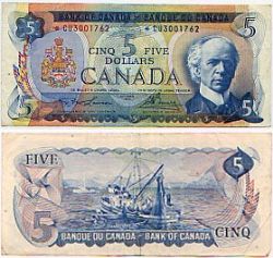 1972 -  5 DOLLARS 1972, LAWSON/BOUEY PRÉFIXES CU