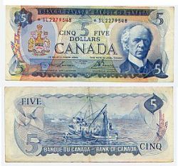 1972 -  5 DOLLARS 1972, LAWSON/BOUEY PRÉFIXES SL