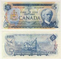 1972 -  5 DOLLARS 1972, LAWSON/BOUEY PRÉFIXES XA