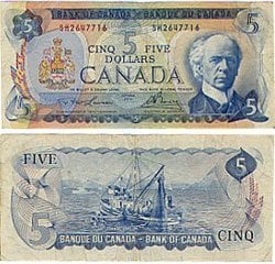 1972 -  5 DOLLARS 1972, LAWSON/BOUEY (VF)